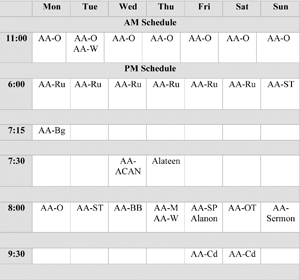 Schedule Table